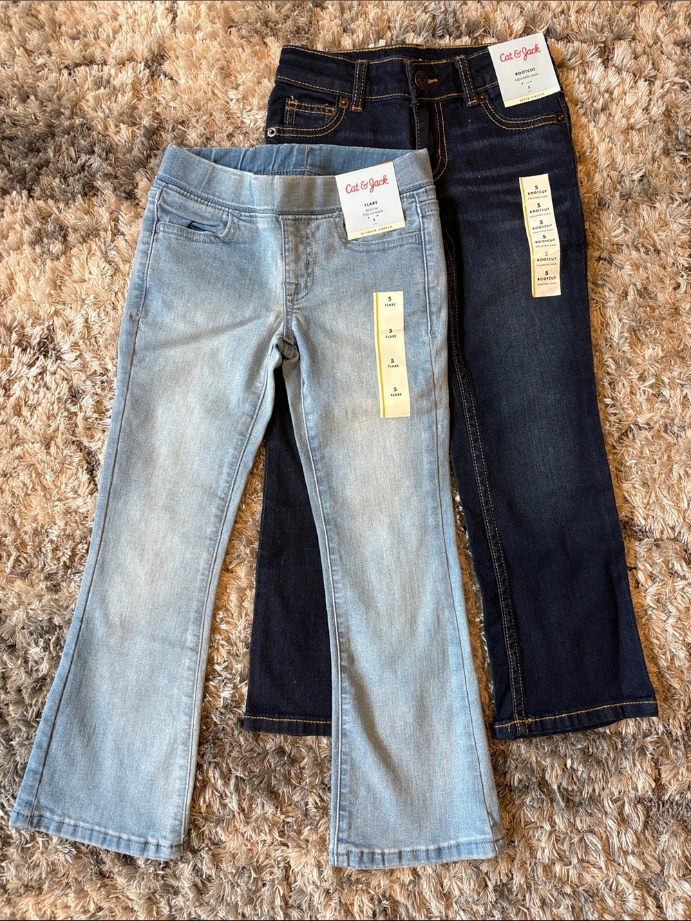 Cat & Jack Light Blue and Dark Blue Flare Jeans - 2-Pack